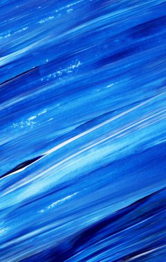 Yaratıcı mavi el boyası arkaplan, duvar kağıdı, doku, fırça darbeleriyle tuval üzerinde akrilik resmin yakın plan parçası.