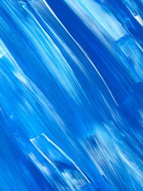 Yaratıcı mavi el boyası arkaplan, duvar kağıdı, doku, fırça darbeleriyle tuval üzerinde akrilik resmin yakın plan parçası.
