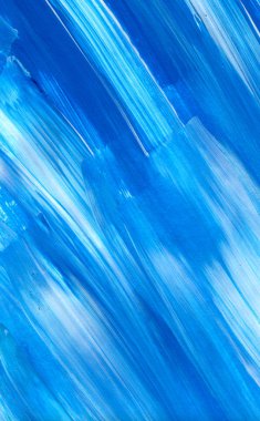Yaratıcı mavi el boyası arkaplan, duvar kağıdı, doku, fırça darbeleriyle tuval üzerinde akrilik resmin yakın plan parçası.
