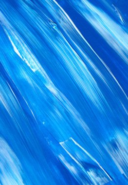 Yaratıcı mavi el boyası arkaplan, duvar kağıdı, doku, fırça darbeleriyle tuval üzerinde akrilik resmin yakın plan parçası.