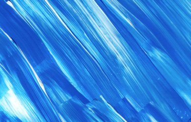 Yaratıcı mavi el boyası arkaplan, duvar kağıdı, doku, fırça darbeleriyle tuval üzerinde akrilik resmin yakın plan parçası.