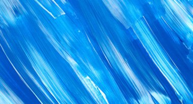 Yaratıcı mavi el boyası arkaplan, duvar kağıdı, doku, fırça darbeleriyle tuval üzerinde akrilik resmin yakın plan parçası.