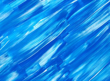 Yaratıcı mavi el boyası arkaplan, duvar kağıdı, doku, fırça darbeleriyle tuval üzerinde akrilik resmin yakın plan parçası.