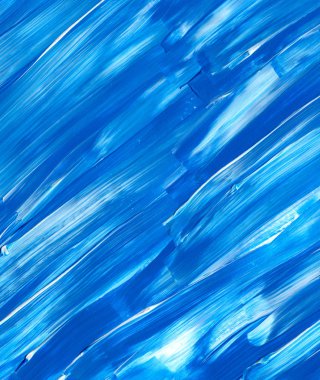 Yaratıcı mavi el boyası arkaplan, duvar kağıdı, doku, fırça darbeleriyle tuval üzerinde akrilik resmin yakın plan parçası.