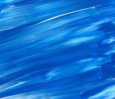 Yaratıcı mavi el boyası arkaplan, duvar kağıdı, doku, fırça darbeleriyle tuval üzerinde akrilik resmin yakın plan parçası.