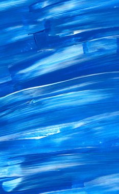 Yaratıcı mavi el boyası arkaplan, duvar kağıdı, doku, fırça darbeleriyle tuval üzerinde akrilik resmin yakın plan parçası.