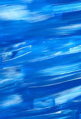 Yaratıcı mavi el boyası arkaplan, duvar kağıdı, doku, fırça darbeleriyle tuval üzerinde akrilik resmin yakın plan parçası.