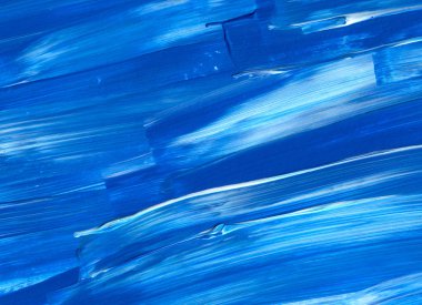 Yaratıcı mavi el boyası arkaplan, duvar kağıdı, doku, fırça darbeleriyle tuval üzerinde akrilik resmin yakın plan parçası.