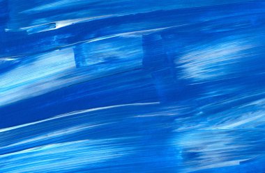 Yaratıcı mavi el boyası arkaplan, duvar kağıdı, doku, fırça darbeleriyle tuval üzerinde akrilik resmin yakın plan parçası.