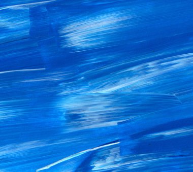 Yaratıcı mavi el boyası arkaplan, duvar kağıdı, doku, fırça darbeleriyle tuval üzerinde akrilik resmin yakın plan parçası.