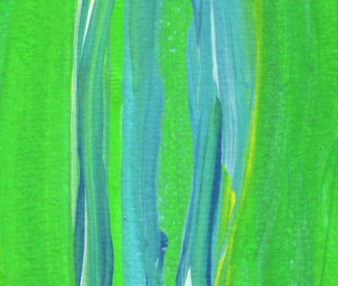 Yaratıcı yeşil el boyası arka plan, duvar kağıdı, doku, fırça darbeleriyle tuval üzerine akrilik resmin yakın plan parçası.