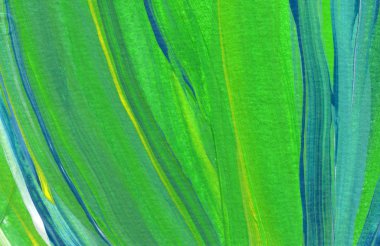 Yaratıcı yeşil el boyası arka plan, duvar kağıdı, doku, fırça darbeleriyle tuval üzerine akrilik resmin yakın plan parçası.