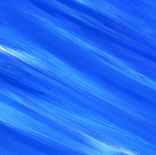 ブラシストロークでキャンバス上のアクリル絵具の創造的な青抽象的な手描きの背景 テクスチャ クローズアップフラグメント — ストック写真