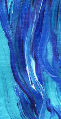 Yaratıcı mavi el boyası arkaplan, duvar kağıdı, doku, fırça darbeleriyle tuval üzerinde akrilik resmin yakın plan parçası.