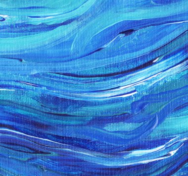 Yaratıcı mavi el boyası arkaplan, duvar kağıdı, doku, fırça darbeleriyle tuval üzerinde akrilik resmin yakın plan parçası.