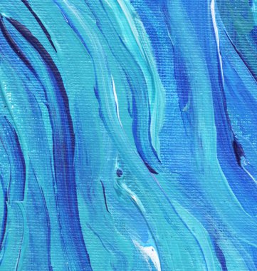 Yaratıcı mavi el boyası arkaplan, duvar kağıdı, doku, fırça darbeleriyle tuval üzerinde akrilik resmin yakın plan parçası.