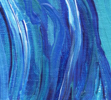Yaratıcı mavi el boyası arkaplan, duvar kağıdı, doku, fırça darbeleriyle tuval üzerinde akrilik resmin yakın plan parçası.