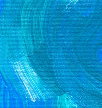 Mavi El akrilik resim çizmiş. Soyut sanat geçmişi, doku. Sanat eserinin bir parçası. Fırça darbeleri. Çağdaş sanat.