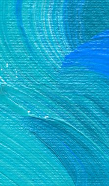 Mavi El akrilik resim çizmiş. Soyut sanat geçmişi, doku. Sanat eserinin bir parçası. Fırça darbeleri. Çağdaş sanat.