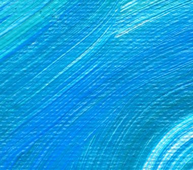 Mavi El akrilik resim çizmiş. Soyut sanat geçmişi, doku. Sanat eserinin bir parçası. Fırça darbeleri. Çağdaş sanat.