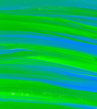 Yaratıcı yeşil ve mavi soyut el boyası arka plan, duvar kağıdı, doku, fırça darbeleriyle akrilik resmin yakın plan parçası