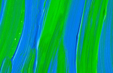 Yaratıcı yeşil ve mavi soyut el boyası arka plan, duvar kağıdı, doku, fırça darbeleriyle akrilik resmin yakın plan parçası