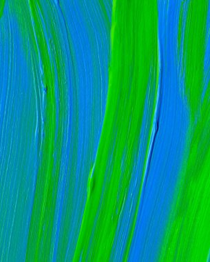 Yaratıcı yeşil ve mavi soyut el boyası arka plan, duvar kağıdı, doku, fırça darbeleriyle akrilik resmin yakın plan parçası