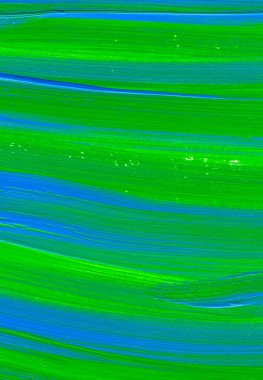 Yaratıcı yeşil ve mavi soyut el boyası arka plan, duvar kağıdı, doku, fırça darbeleriyle akrilik resmin yakın plan parçası