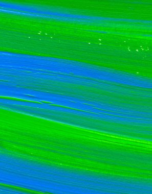 Yaratıcı yeşil ve mavi soyut el boyası arka plan, duvar kağıdı, doku, fırça darbeleriyle akrilik resmin yakın plan parçası