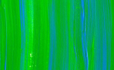 Yaratıcı yeşil ve mavi soyut el boyası arka plan, duvar kağıdı, doku, fırça darbeleriyle akrilik resmin yakın plan parçası