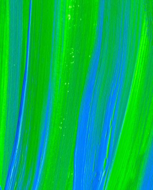 Yaratıcı yeşil ve mavi soyut el boyası arka plan, duvar kağıdı, doku, fırça darbeleriyle akrilik resmin yakın plan parçası