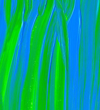 Yaratıcı yeşil ve mavi soyut el boyası arka plan, duvar kağıdı, doku, fırça darbeleriyle akrilik resmin yakın plan parçası