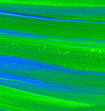 Yaratıcı yeşil ve mavi soyut el boyası arka plan, duvar kağıdı, doku, fırça darbeleriyle akrilik resmin yakın plan parçası