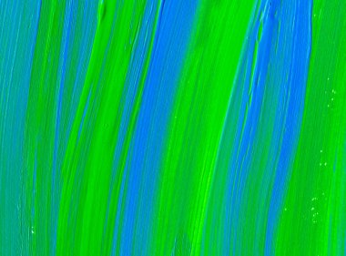 Yaratıcı yeşil ve mavi soyut el boyası arka plan, duvar kağıdı, doku, fırça darbeleriyle akrilik resmin yakın plan parçası