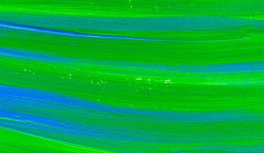 Yaratıcı yeşil ve mavi soyut el boyası arka plan, duvar kağıdı, doku, fırça darbeleriyle akrilik resmin yakın plan parçası