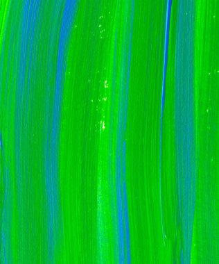 Yaratıcı yeşil ve mavi soyut el boyası arka plan, duvar kağıdı, doku, fırça darbeleriyle akrilik resmin yakın plan parçası