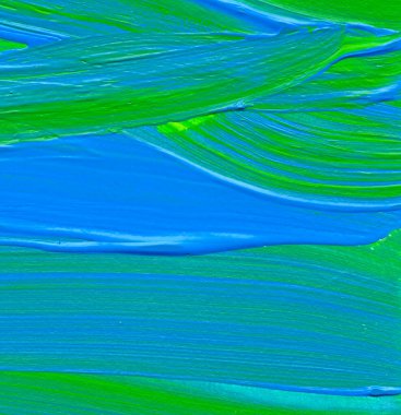 Yaratıcı yeşil ve mavi soyut el boyası arka plan, duvar kağıdı, doku, fırça darbeleriyle akrilik resmin yakın plan parçası