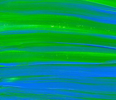 Yaratıcı yeşil ve mavi soyut el boyası arka plan, duvar kağıdı, doku, fırça darbeleriyle akrilik resmin yakın plan parçası