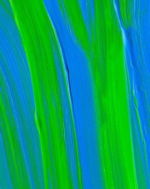 Yaratıcı yeşil ve mavi soyut el boyası arka plan, duvar kağıdı, doku, fırça darbeleriyle akrilik resmin yakın plan parçası