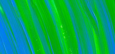 Yaratıcı yeşil ve mavi soyut el boyası arka plan, duvar kağıdı, doku, fırça darbeleriyle akrilik resmin yakın plan parçası