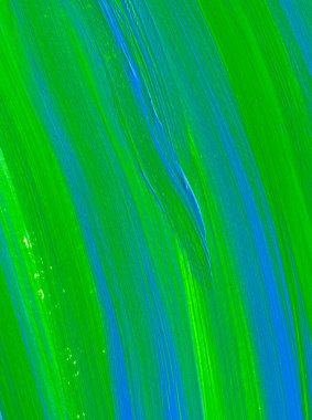 Yaratıcı yeşil ve mavi soyut el boyası arka plan, duvar kağıdı, doku, fırça darbeleriyle akrilik resmin yakın plan parçası