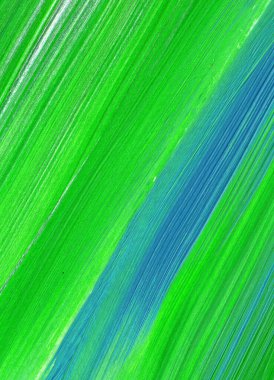 Yaratıcı yeşil ve mavi soyut el boyası arka plan, duvar kağıdı, doku, fırça darbeleriyle akrilik resmin yakın plan parçası