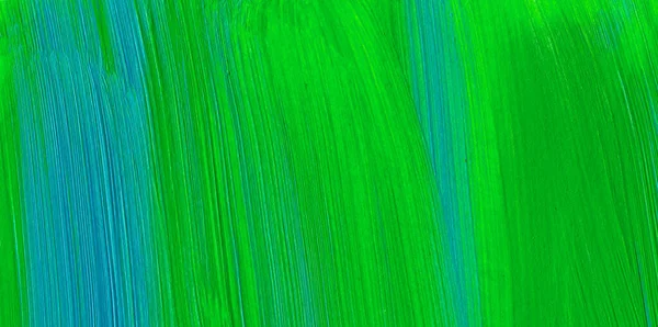 ブラシストロークでアクリル絵具の創造的な緑と青の抽象的な手の背景 テクスチャ クローズアップフラグメントを塗装 — ストック写真