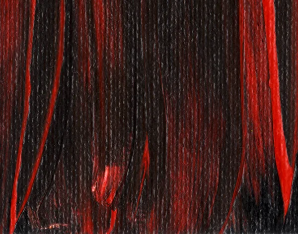 Pittura Acrilica Disegnata Mano Tela Rossa Nera Sfondo Astratto Texture — Foto Stock