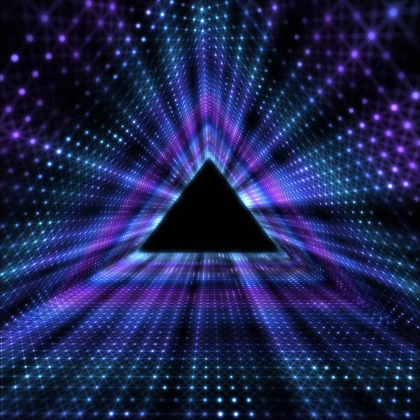 Glowing Triangle Tunnel Abstracts Futuristic Background — Stock Photo, Image