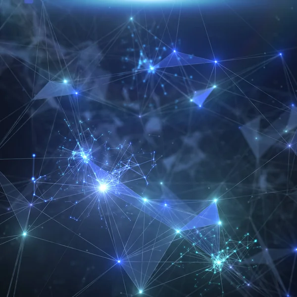 Soyut kavram ağı, iletişim, sosyal ağ, bağlantı. Mavi renk. Dijital tel kafes soyut 3d Illustration. 3D teknolojisi. 