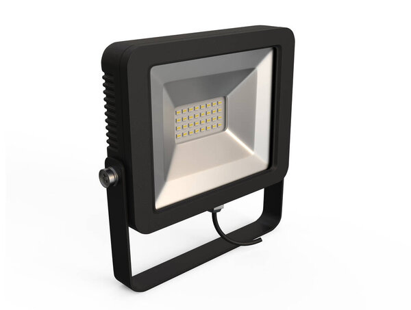 Closeup view of floodlight over white background