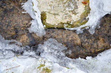 Buzlu su ve nehir taşlara