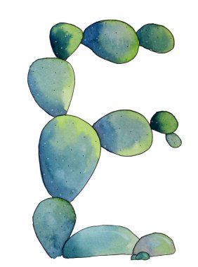 Kaktüs ile suluboya resim