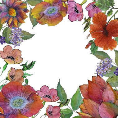 Çiçekli Çerçeve ile suluboya arka plan